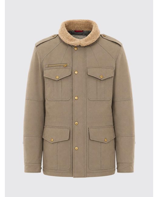 Brunello Cucinelli Natural Cotton And Nappa Sahariana Jacket With Thermore Padding for men