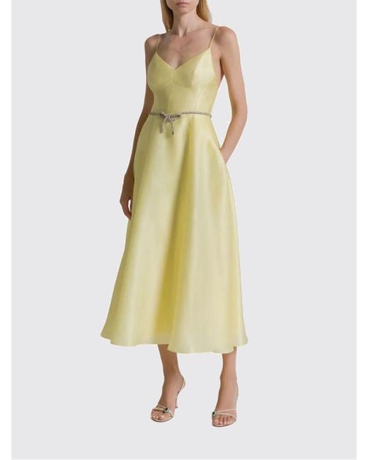 Alberta Ferretti Yellow Silk Organza Midi Dress