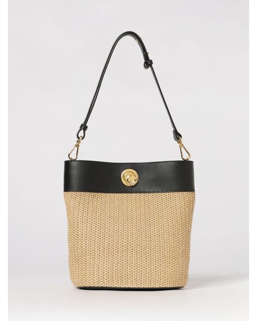Coccinelle Natural Nikla Raffia And Leather Bag