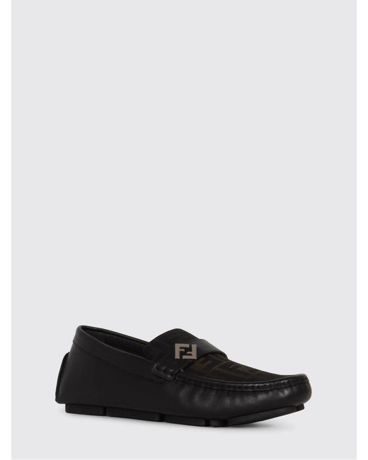 Fendi White Ff Leather Loafers for men