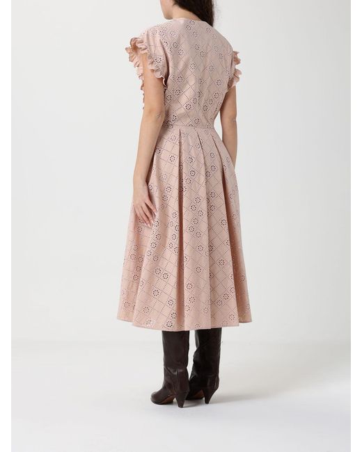 Alberta Ferretti Pink Sangallo Midi Dress