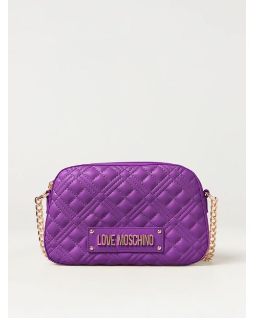 Love Moschino Purple Bag In Quilted Synthetic Leather