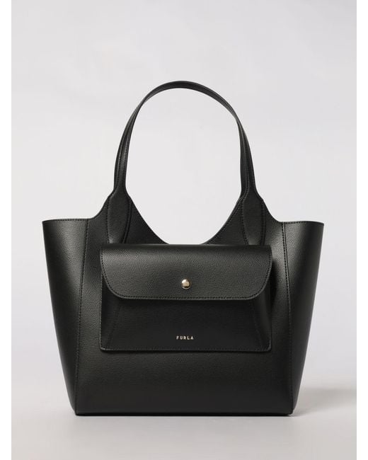 Furla Black Lea Grained Leather Bag