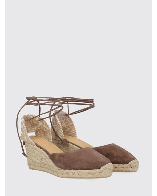 Castaner Natural Carina Suede Espadrilles With Mid Wedge Heel And Ankle Ties