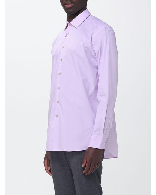 Etro Purple Classic Stretch Cotton Shirt for men