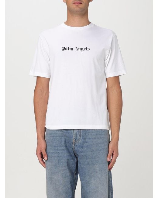 Palm Angels White Classic Short Sleeve Crew Neck T-Shirt for men