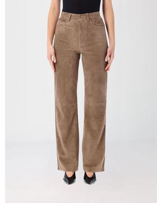 ROTATE BIRGER CHRISTENSEN Natural Suede Straight Trousers