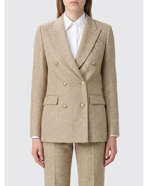 Tagliatore Natural Double-Breasted Cotton And Silk Blend Blazer