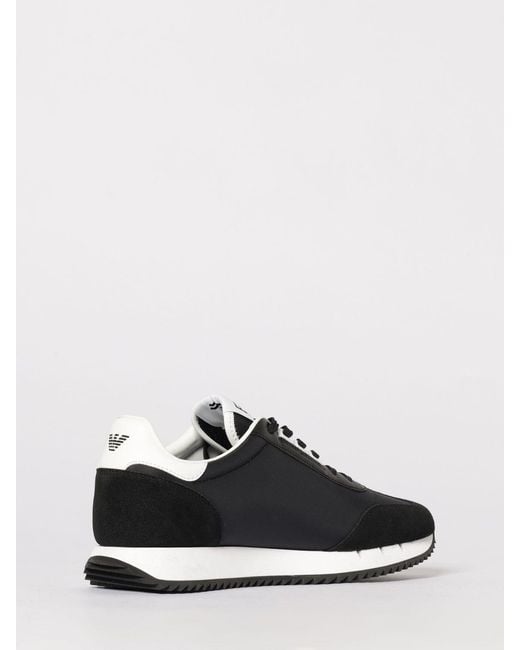 EA7 Black Nylon And Suede Sneakers for men
