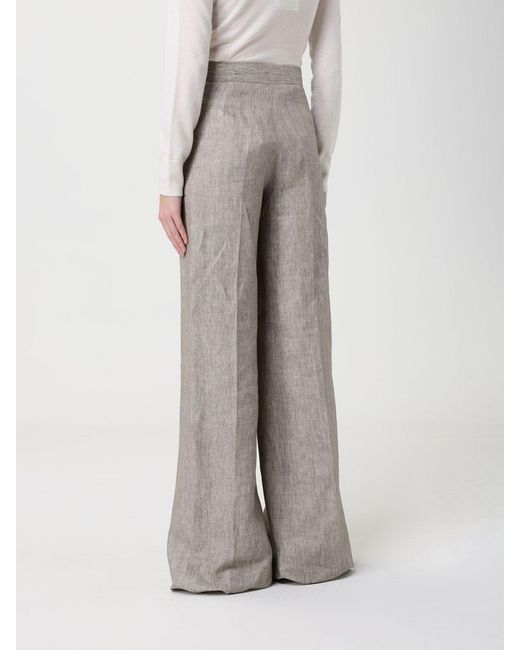 Max Mara Gray Deserto Linen Palazzo Trousers