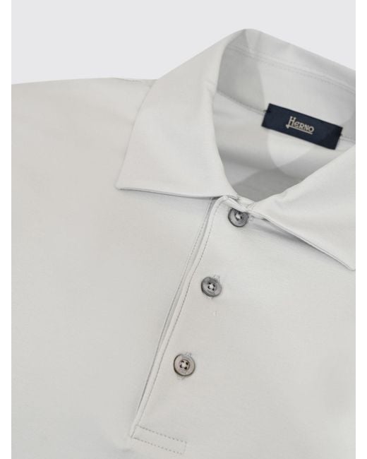 Herno White Short-Sleeved Cotton Polo Shirt With Classic Three-Button Collar for men