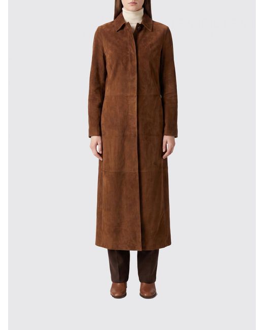 Salvatore Santoro Brown Long Single-Breasted Suede Coat