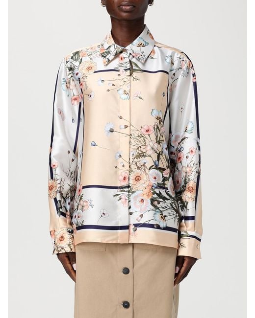 Liu Jo Natural Satin Shirt With Floral Print