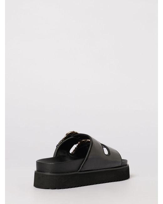 Versace Jeans Couture Black Patent Leather Slippers