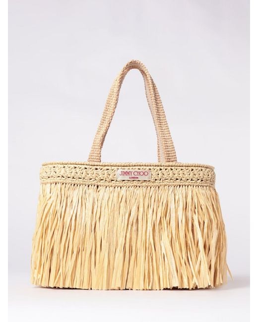 Jimmy Choo Natural Beach Tote Raffia Bag With Fringes