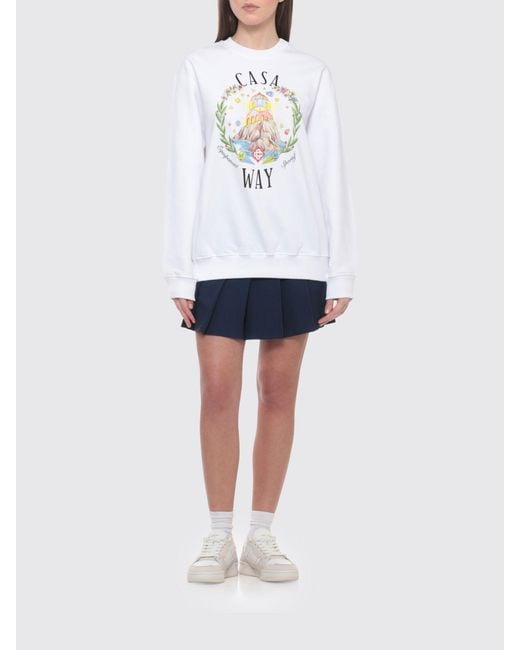 Casablanca White Printed Cotton Crewneck Sweatshirt