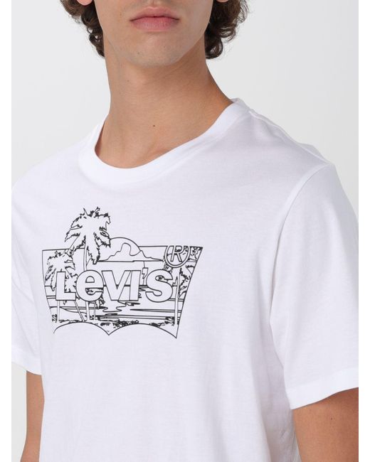 T-shirt in cotone con logo di Levi's in White da Uomo