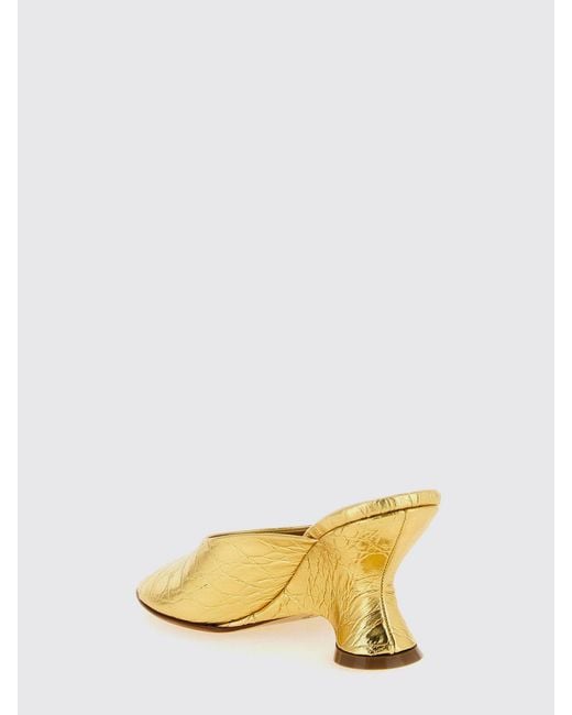 Dries Van Noten Metallic Laminated Crocodile Print Leather Mules