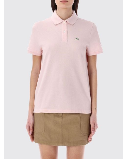 Lacoste Pink Cotton Polo Shirt With Logo