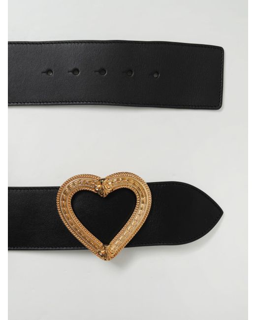 Cintura in pelle con applicazione di Moschino Couture in Black