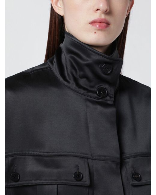 DURAZZI MILANO Black Satin Bomber Jacket