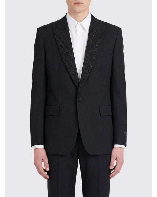 Balmain Blue Virgin Wool Single-Breasted Blazer for men