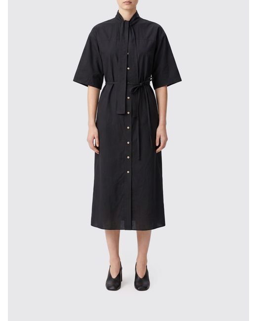 Lemaire Black Cotton And Silk Chemisier Dress