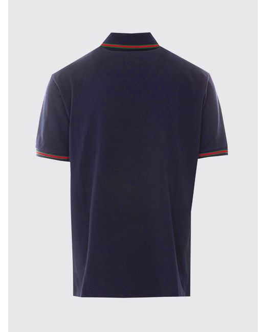 Gucci Blue Web Cotton Polo Shirt for men