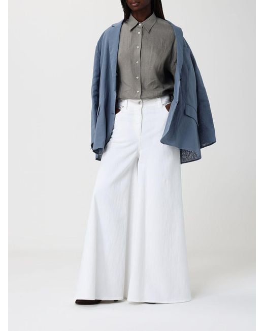 Brunello Cucinelli White Flared Stretch Denim Jeans
