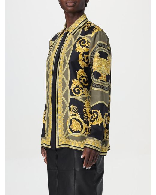Camicia Baroque Di Seta di Versace in Black