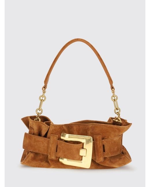 Balmain Brown Anthem Ruched Suede Bag