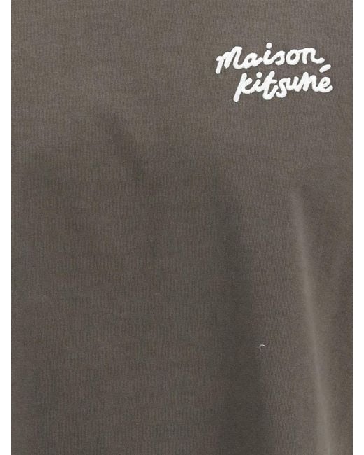 Maison Kitsuné Gray Maison KitsunÉ Cotton T-Shirt With Logo for men