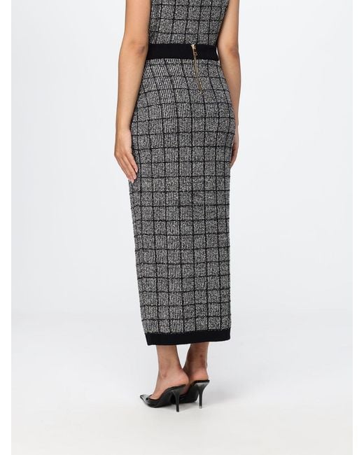 Balmain Black Knitted Midi Skirt