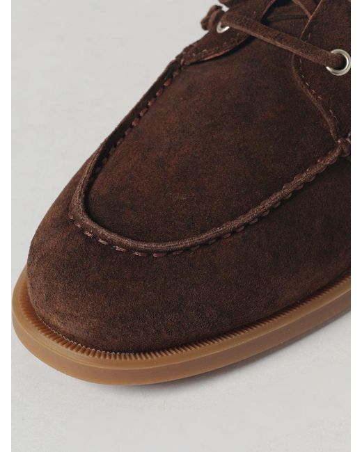 Etro Brown Paisley Print Suede Boat Loafers for men