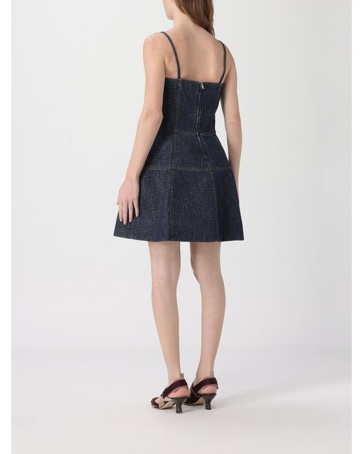 Fendi Blue Denim Dress With Ff Motif
