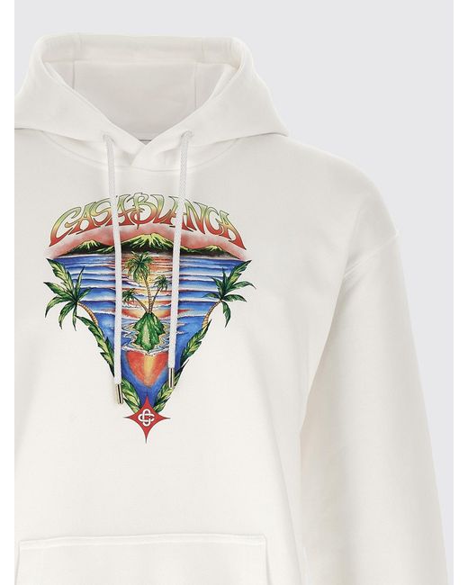 Casablanca White Printed Organic Cotton Hoodie for men