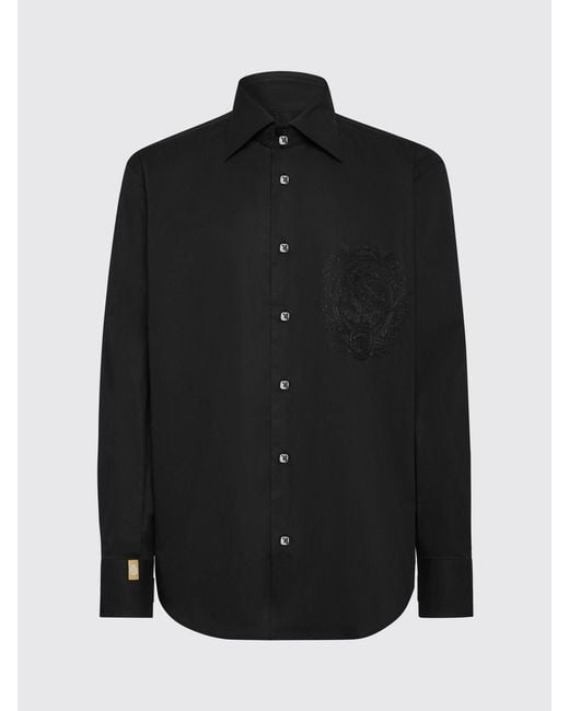 Billionaire Black Cotton Poplin Shirt for men