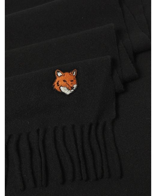 Maison Kitsuné Black Maison KitsunÉ Scarf for men