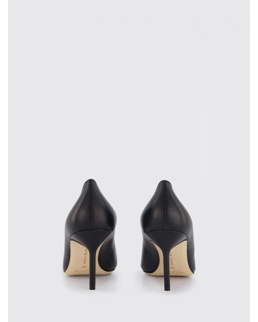 Manolo Blahnik Black Tora Suede Almond-Toe Pumps With A Mid Stiletto Heel