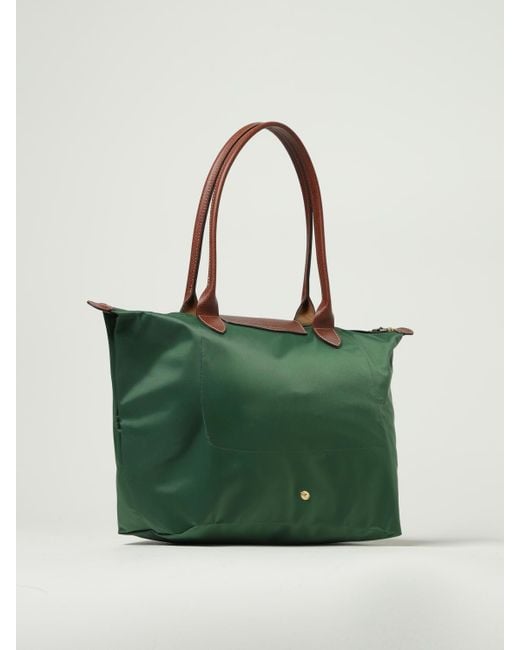 Longchamp Green Le Pliage Recycled Nylon And Leather Bag