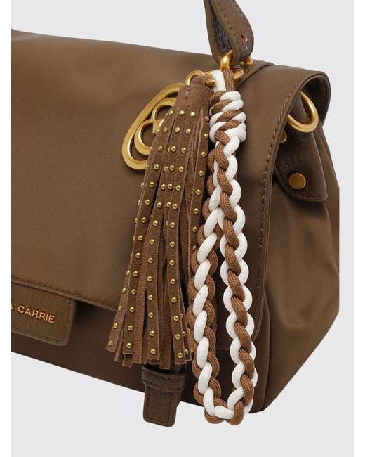 La Carrie Brown Atena Nylon Shoulder Bag With Leather Trim