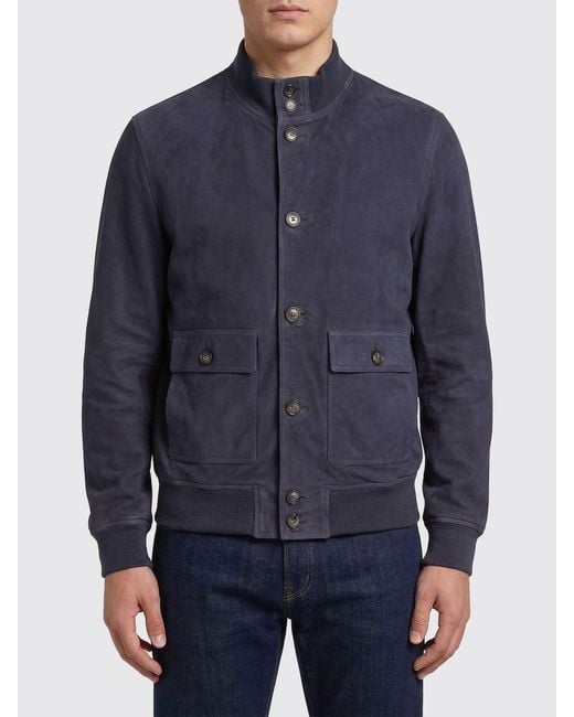 Stewart Blue New Orleans Suede Bomber Jacket for men