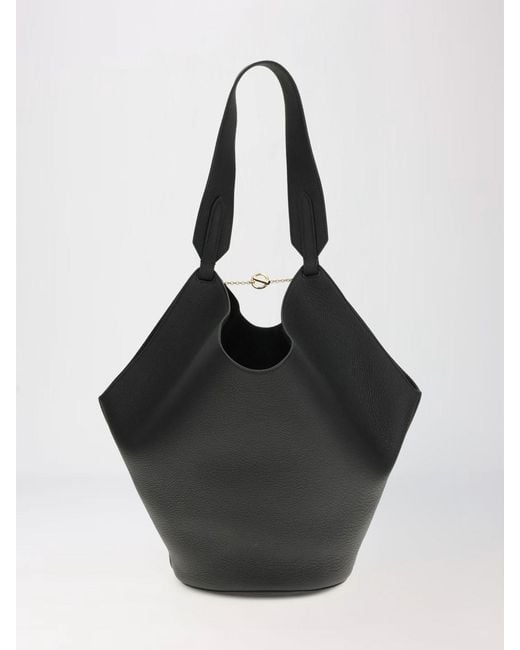 Khaite Black Lotus Grained Leather Bag