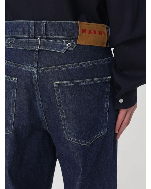 Marni Blue Cotton Denim Wide Leg Jeans for men