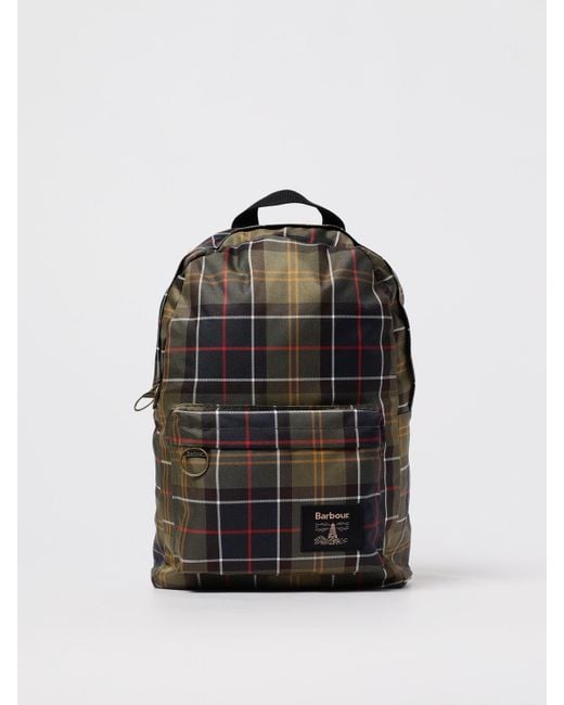 Barbour Black Torridon Tartan Print Nylon Backpack for men