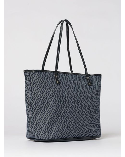 Liu Jo Gray Evrim Cotton Denim Bag With Jacquard Monogram