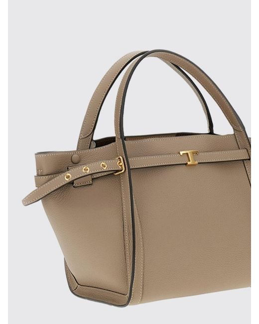 Tod's Natural Small Leather Shopping Handbag