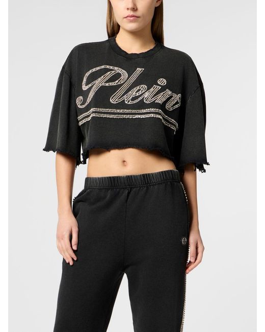 Philipp Plein Black Cotton Crew-Neck T-Shirt With Logo