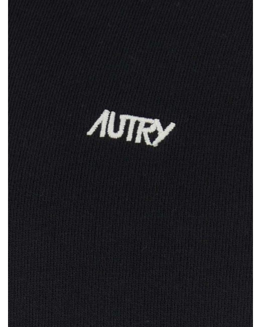 Autry Blue Cotton Hoodie With Contrasting Logo And Drawstring for men