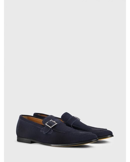 Doucal's Blue Suede Loafers for men